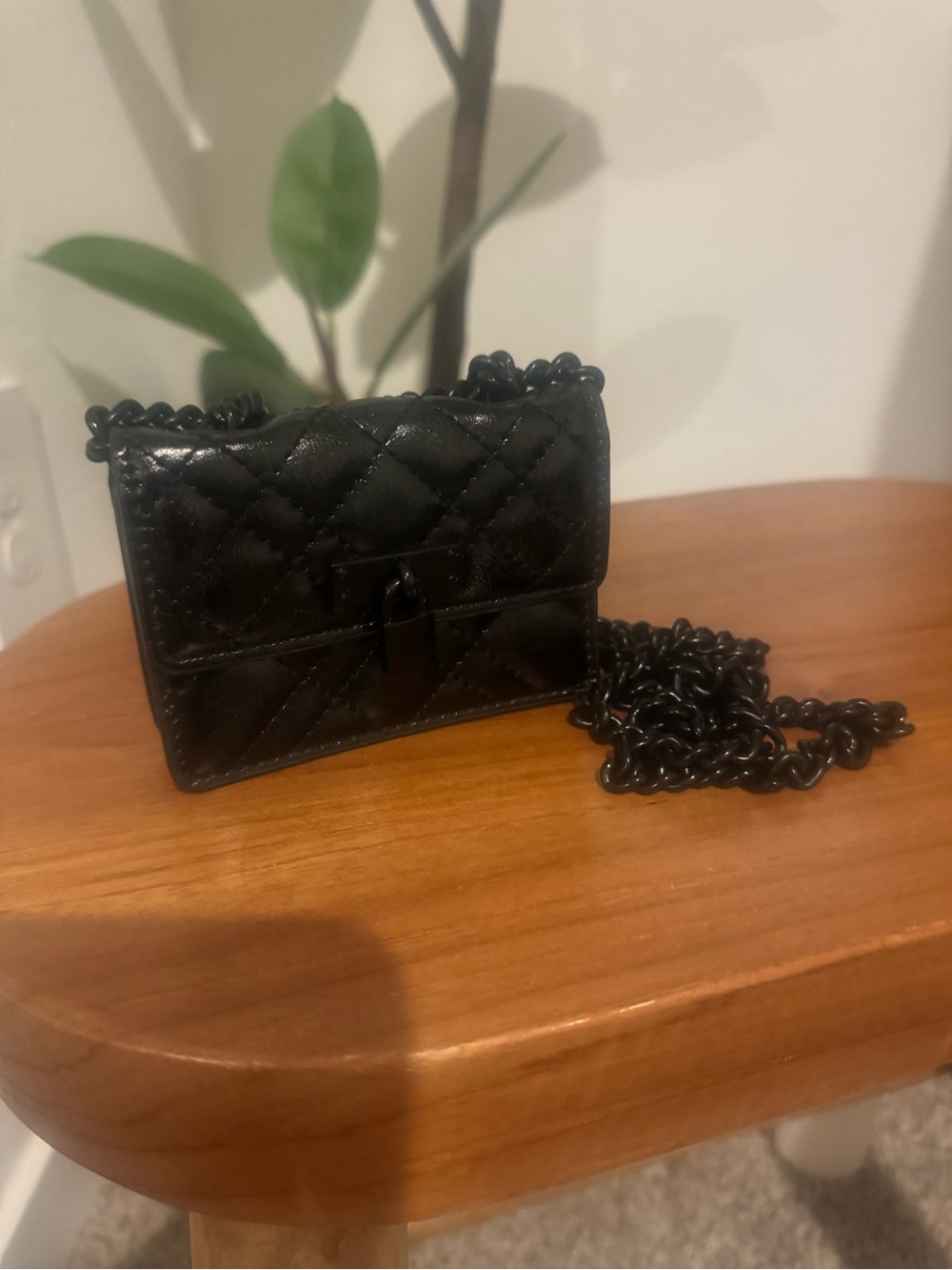 Kurt Geiger Quilted Black Mini Chain Crossbody